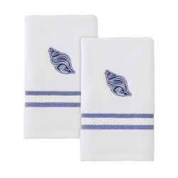 Avanti Linens Blue/White Cotton Conch Fingertip Towel 2 pc