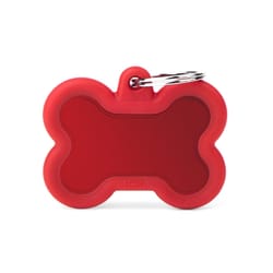 MyFamily Hushtag Red Bone Aluminum Dog Pet Tags Medium