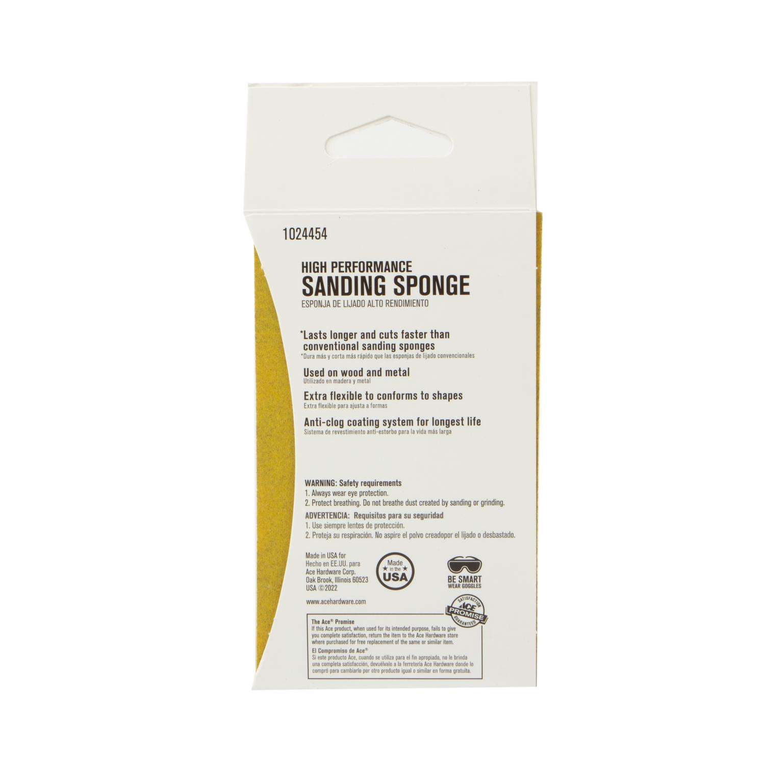 Ace L X W X 220 Grit Extra Fine 2Sided Sanding Sponge Ace, 53 OFF