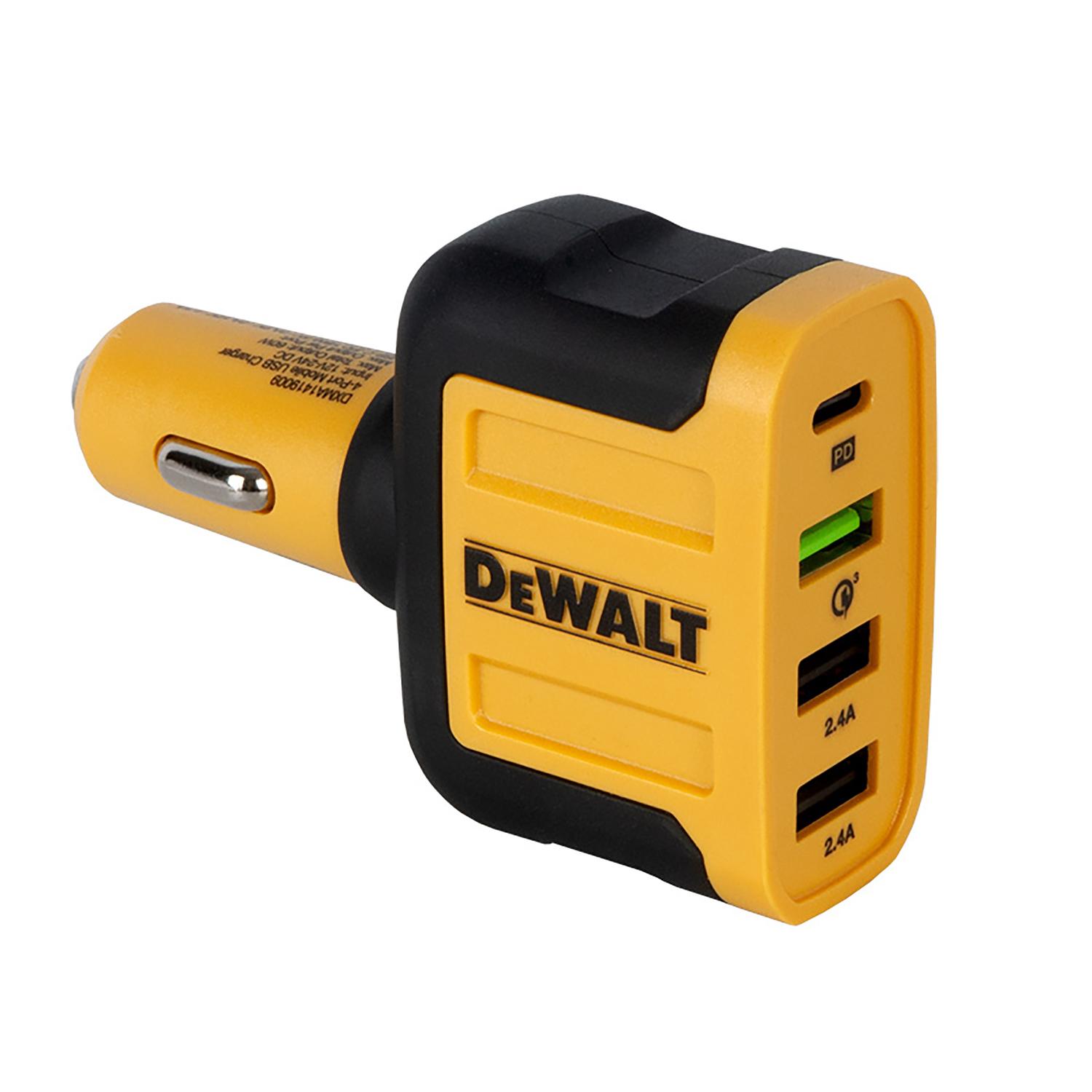 dewalt 4 port car cell phone charger 1 pk