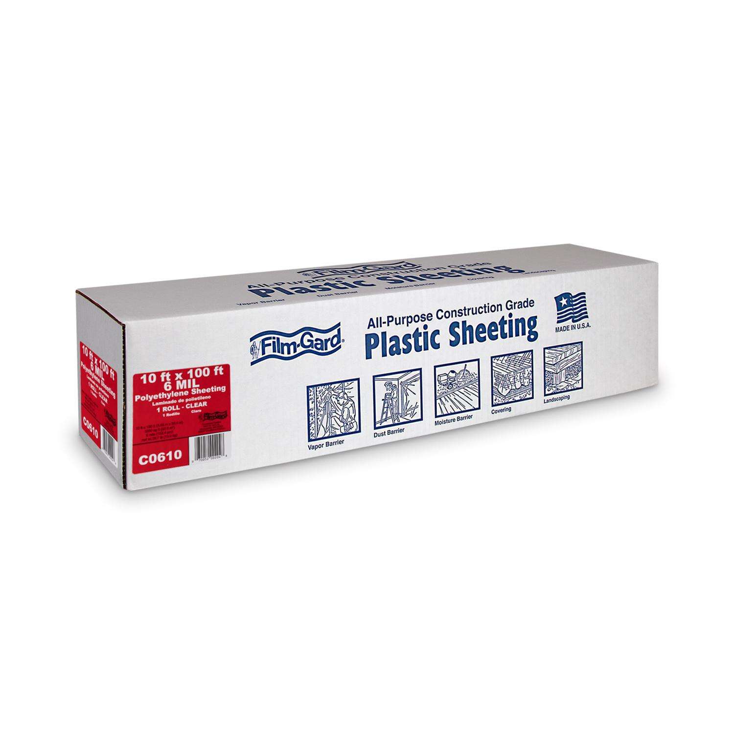 Farm Plastic Supply - Clear Plastic Sheeting - 10 Mil - (5' x 100') - Thick Plastic Sheeting, Heavy Duty Polyethylene Film, Drop