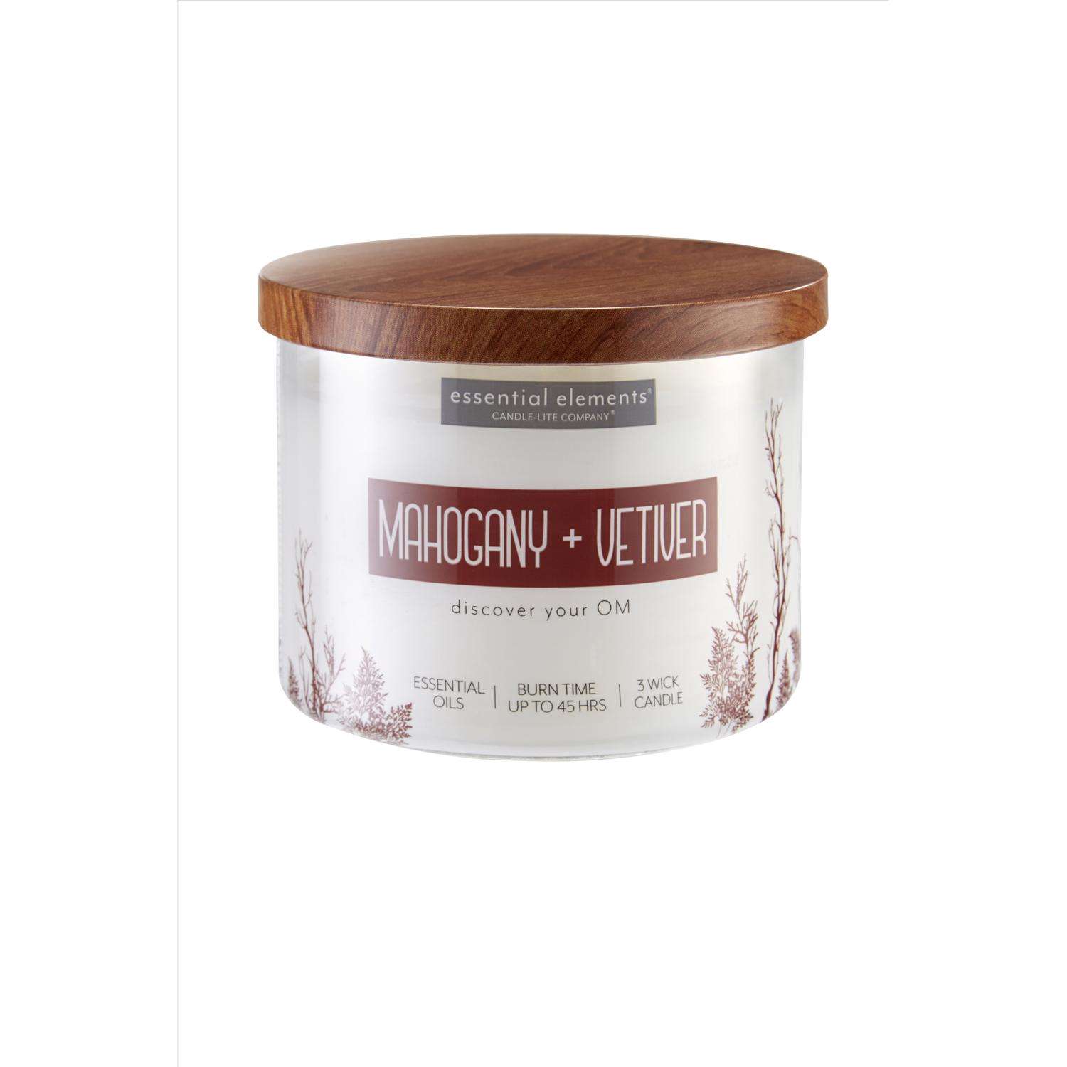 Candle Lite Essential Elements White Mahogany/Veviter Scent Tumbler Jar