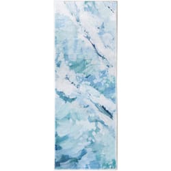 Cozy Living 21 in. W X 54 in. L Aqua Ocean Surf Polyester Accent Rug