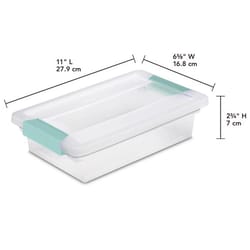 Sterilite 0.7 cu ft Clear Clip Storage Box 2.75 in. H X 6.625 in. W X 11 in. D Stackable