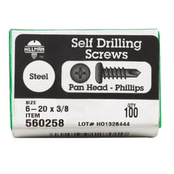 Hillman No. 6-20 X 3/8 in. L Phillips Pan Head Sheet Metal Screws 100 1 pk