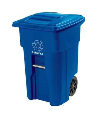 Toter 32 Gal Polyethylene Wheeled Recycling Bin Lid Included Ace Hardware - recycling bin melts gears roblox