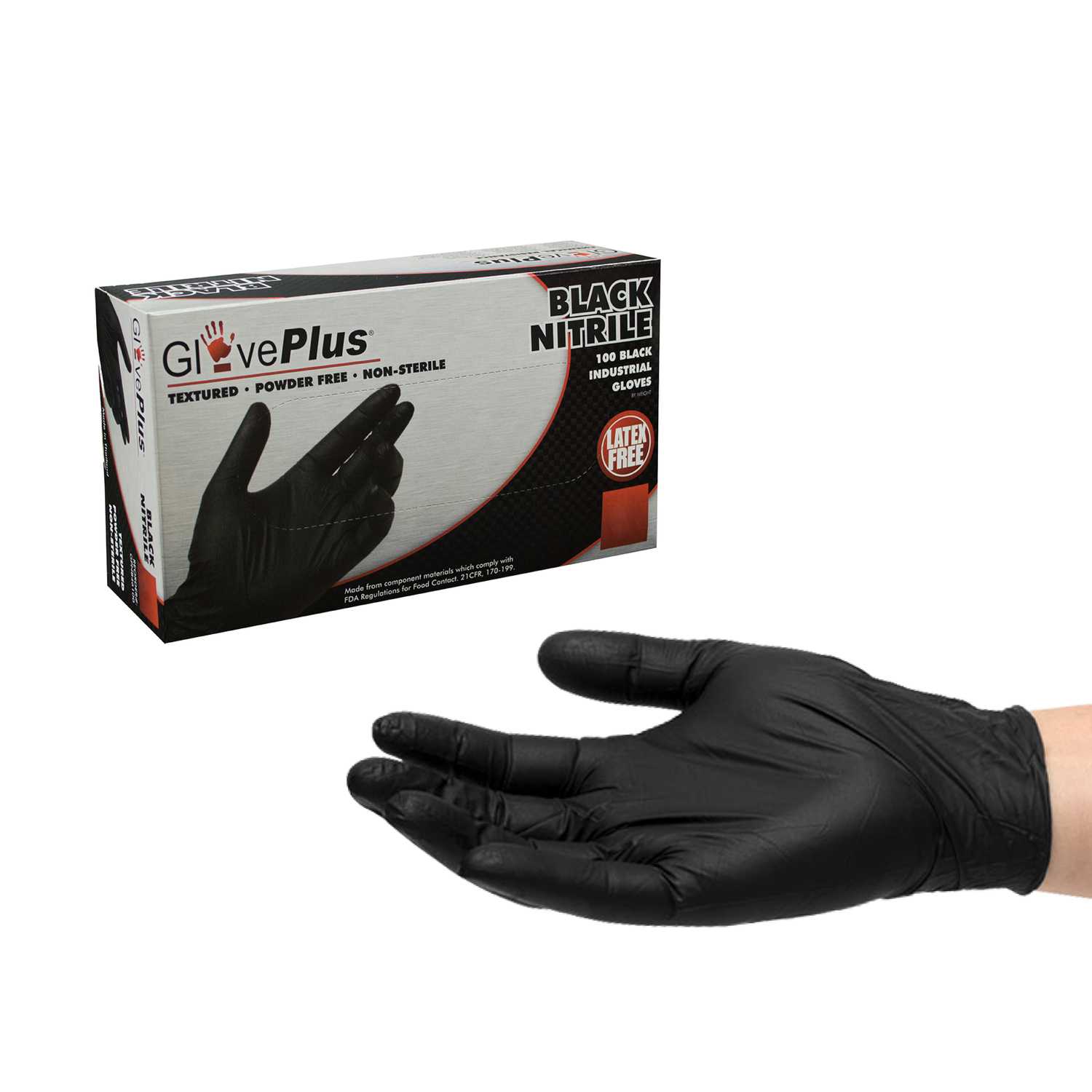 GlovePlus Nitrile Disposable Gloves XL Black 100 pk Ace Hardware