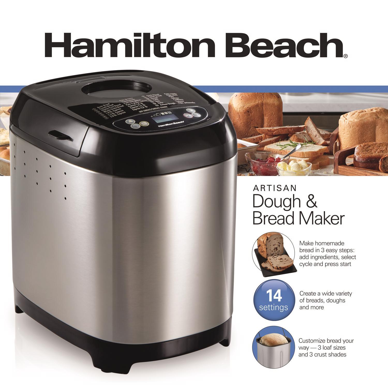 Hamilton Beach Brushed Silver Stainless Steel 2 lb Artisan Bread and Dough Maker Sansujyuku sansujyuku.com