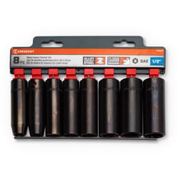 Crescent Assorted in. X 1/2 in. drive SAE 6 Point Deep Impact Socket Set 8 pc