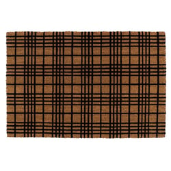 Entryways 36 in. W X 24 in. L Black/Natural Fine Plaid Coir Door Mat