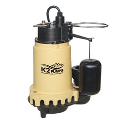 K2 Pumps 1/3 HP 4000 gph Cast Iron Vertical Float Switch AC Submersible Sump Pump