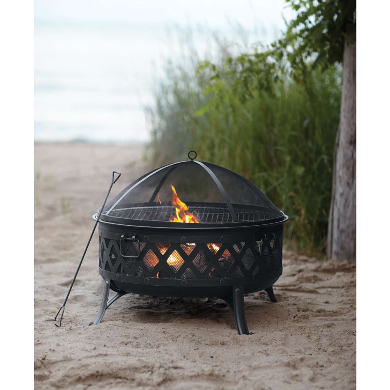 Living Accents 35.47 in. W Steel Lattice Round Wood Fire Pit Ace