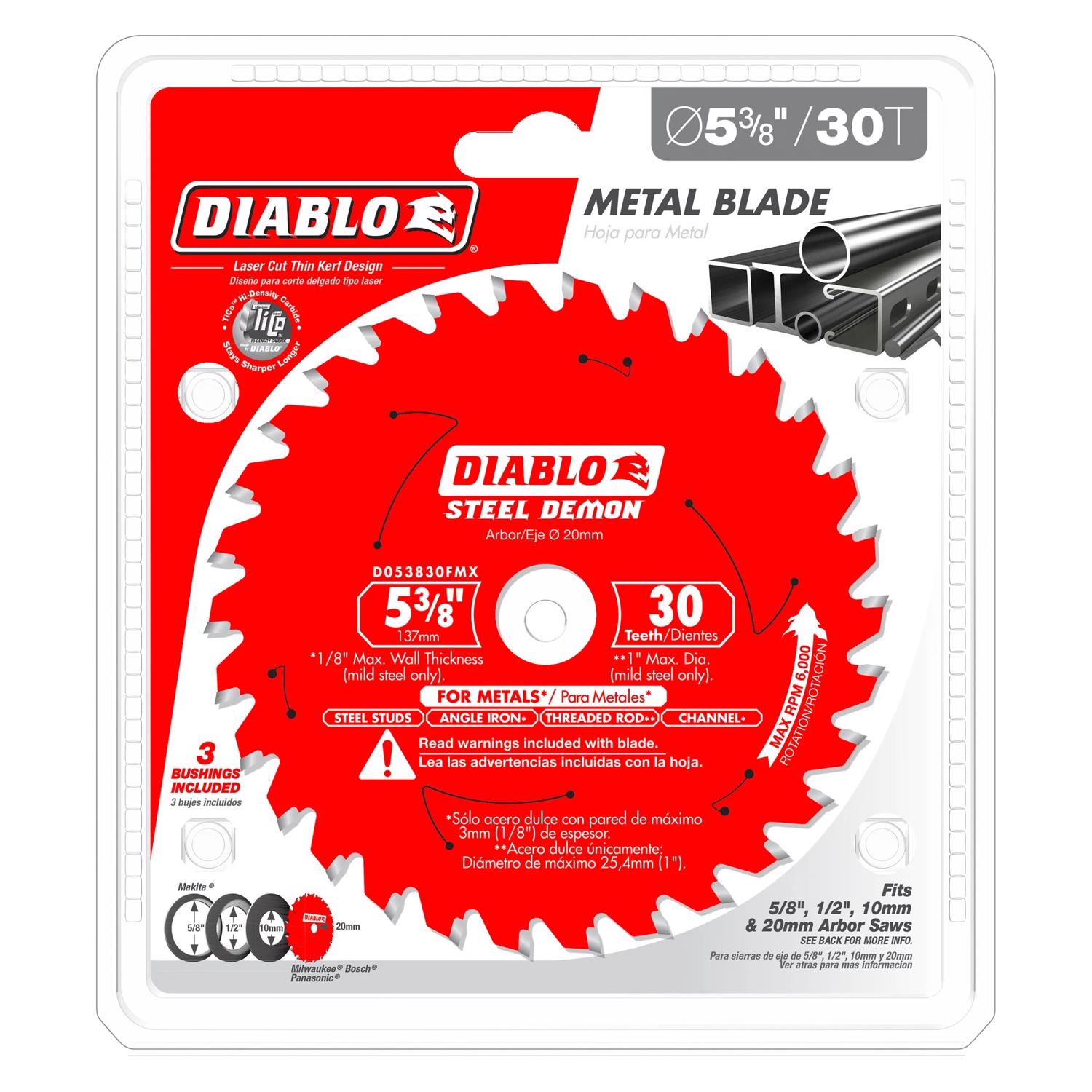 Diablo Steel Demon 5-3/8 in. D X 20 mm TiCo Hi-Density Carbide Metal Saw  Blade 30 teeth 1 pk