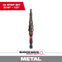 Milwaukee Shockwave 3/16 to 1/2 in. X 3.68 in. L High Speed Steel Impact Step Drill Bit Hex Shank 1