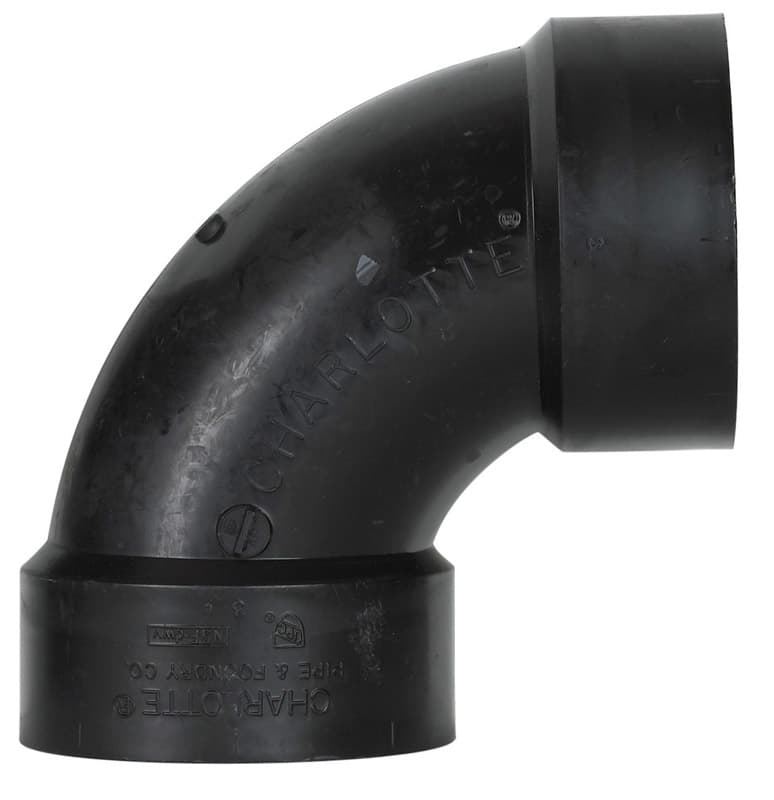 ABS003001000 Charlotte Pipe 3 in. Hub X 3 in. D Hub ABS 90 Degr sku ABS003001000
