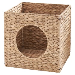 Solhome Gertrude Brown Woven Water Hyacinth Cave Pet Bed 13 in. H X 13 in. W X 13 in. L