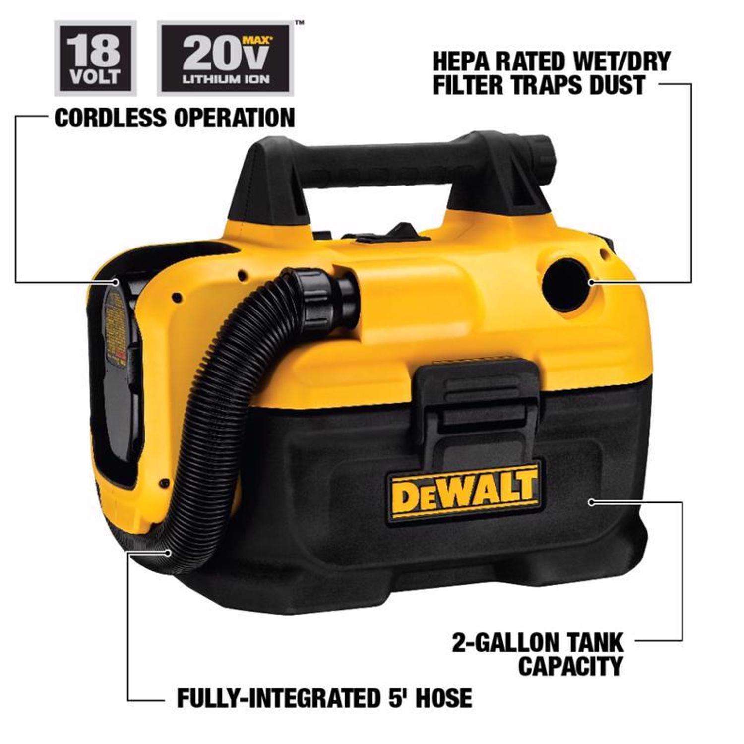 DeWALT 2 gal. 18V/20V MAX Cordless Wet/Dry Vacuum, Tool Only at Tractor  Supply Co.