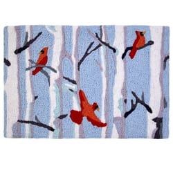 Jellybean 20 W X 30 in. L Multi-color Cardinals in Birch Forest Polyester Accent Rug