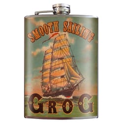 Trixie & Milo Smooth Sailing Grog 8 oz Multicolored Stainless Steel Flask