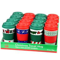 Chef Craft 16 oz Christmas/Holiday Multicolored BPA Free Travel Mug