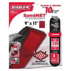 Diablo SandNet 9 in. L X 11 in. W 320 Grit Ceramic Blend All Purpose Sandpaper 5 pk