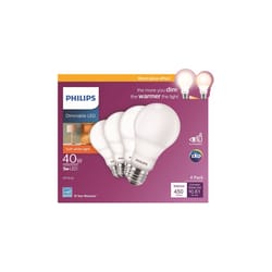 Philips A19 E26 (Medium) LED Bulb Soft White 40 W 4 pk