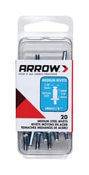 Arrow 1/8 in. D X 1/4 in. R Steel Rivets Silver 20 pk