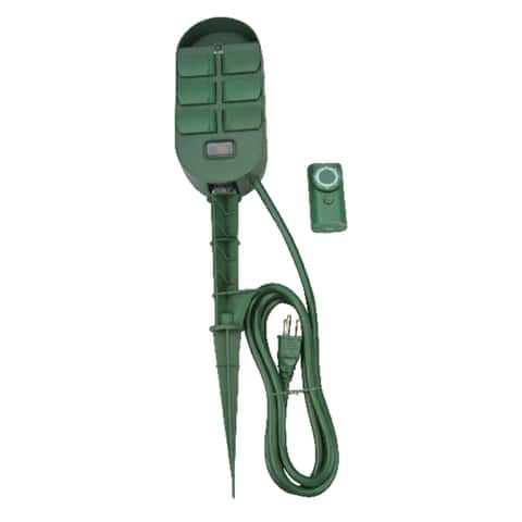 Outdoor 3-Outlet Yard Stake Timer with Remote Control