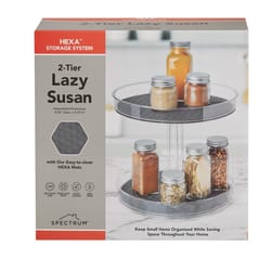 Spectrum Hexa Clear/Gray Rubber/Stainless Steel Two Tier Lazy Susan