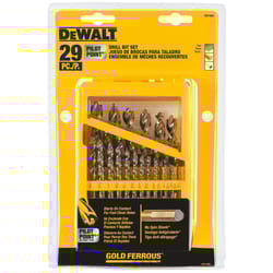 DeWalt Pilot Point High Speed Steel Drill Bit Set Straight Shank 29 pc