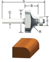 Vermont American 1-1/4 in. D X 3/8 in. X 2-1/8 in. L Carbide Tipped Round Over Router Bit