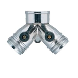 Orbit Zinc Threaded 2 Male/1 Female Y-Hose Connector with Shut Offs