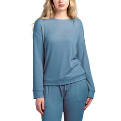 Hello Mello CuddleBlend S Long Sleeve Women's Crew Neck Blue Sweater