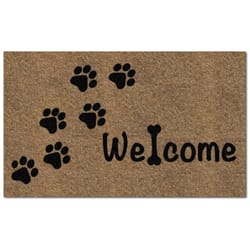 Americo Home Flocked KoKo 18 in. W X 30 in. L Black/Tan Dog Welcome Coir Door Mat