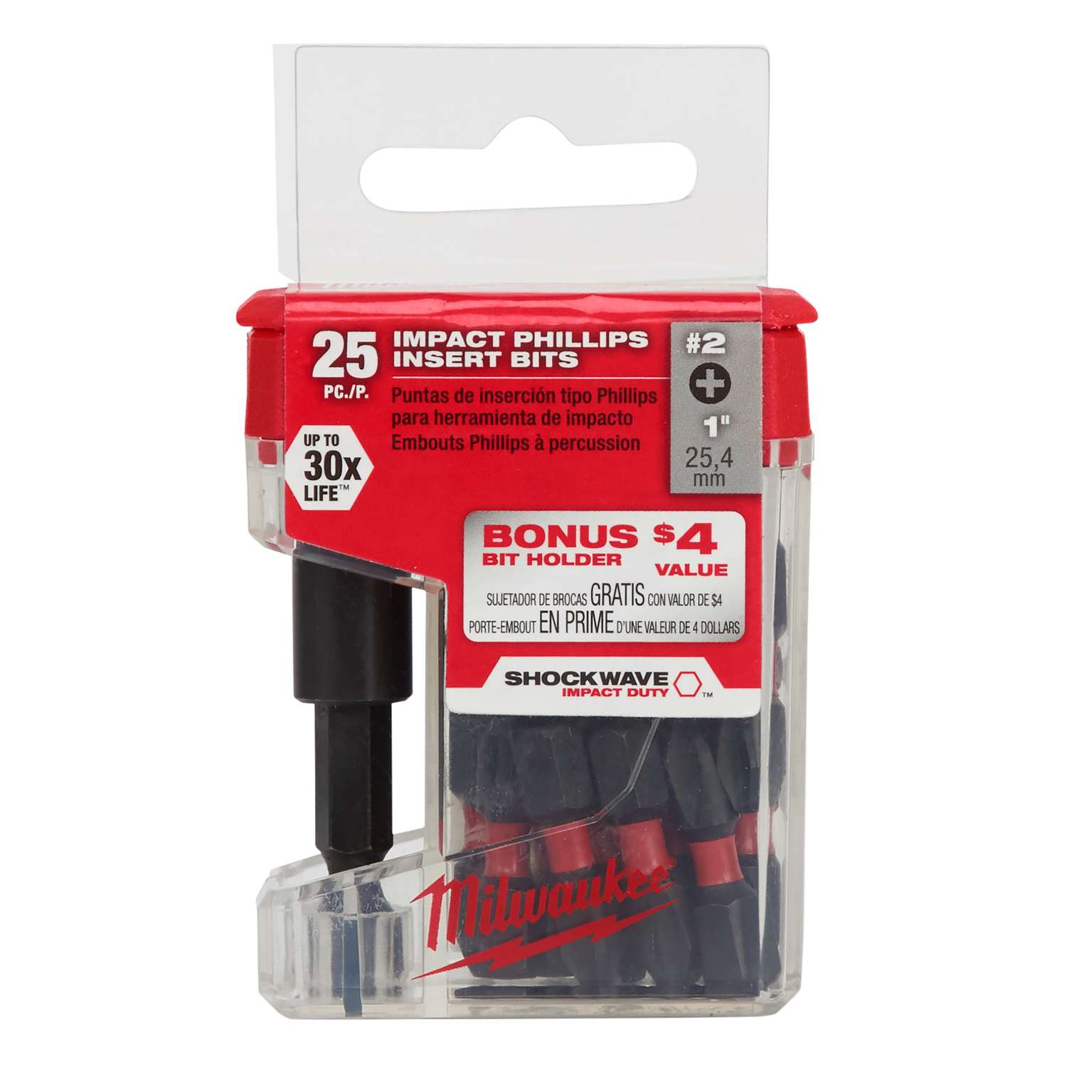 Milwaukee SHOCKWAVE Phillips 2 x 1 in. L Impact Insert Bit and Bit ...