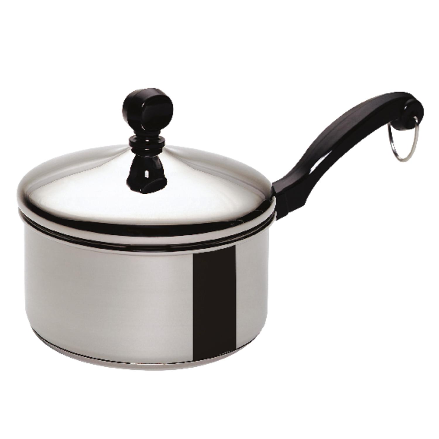 Farberware Classic Stainless Steel 2-Quart Mirror Satin Covered Saucepan,  Silver