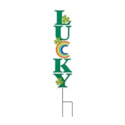 Glitzhome St.Patricks Lucky Yard Stake Metal 1 each