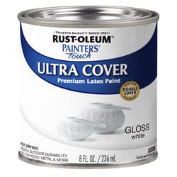 Rust-Oleum Painters Touch Gloss White Water-Based Ultra Cover Paint Exterior and Interior 0.5 pt