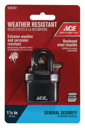 Ace 1-3/8 in. H X 1-1/2 in. W X 13/16 in. L Hardened Steel Double Locking Padlock