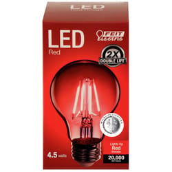 Feit A19 E26 (Medium) Filament LED Bulb Red 30 Watt Equivalence 1 pk