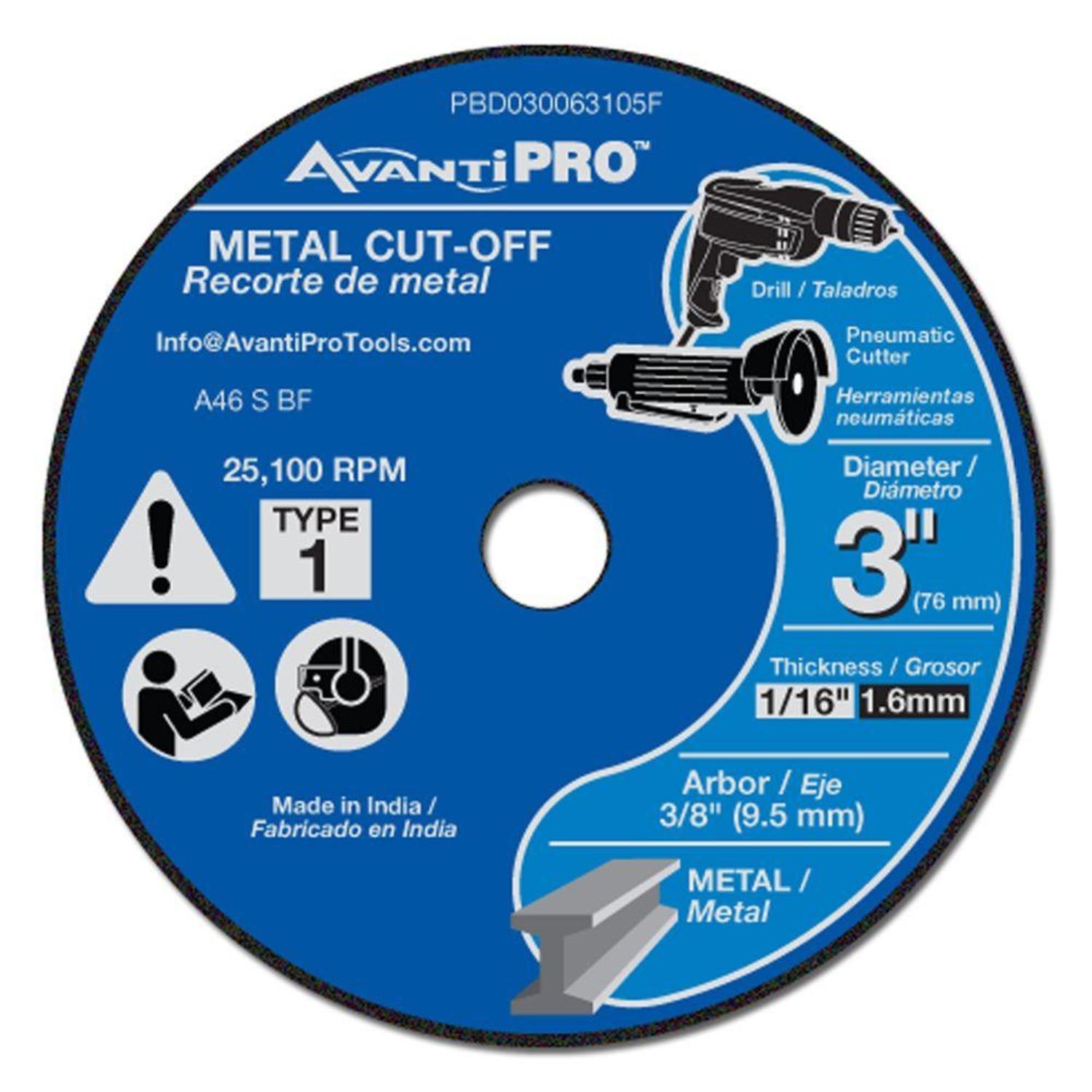 UPC 008925094319 product image for Avanti Pro 3 in. Aluminum Oxide Metal Cut-Off Disc 1/16 in. x 3/8 in. 1 pk | upcitemdb.com