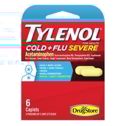 Tylenol Cold and Flu Severe Yellow Extra Strength Acetaminophen 6 ct
