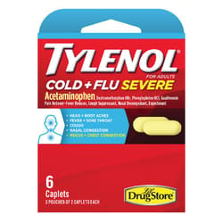 Tylenol Cold and Flu Severe Yellow Extra Strength Acetaminophen 6 ct
