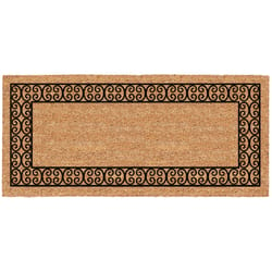 Americo Home Natural CoCo 24 in. W X 60 in. L Black/Tan Charleston Border Coir Door Mat