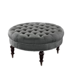 Linon Home Decor Charcoal Gray Fabric Ottoman