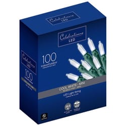 Celebrations Blue LED Mini Cool White 100 ct String Christmas Lights 24.5 ft.