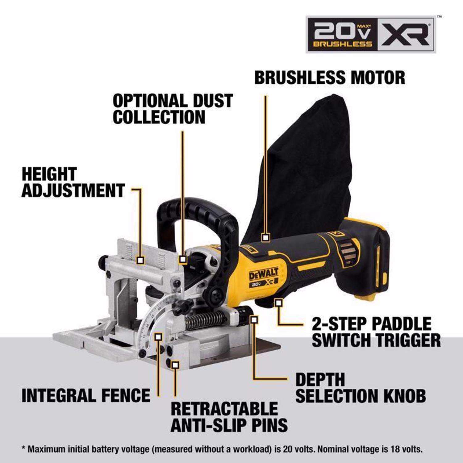 DeWalt DCW682B 20V Max XR Brushless Cordless Biscuit Joiner, Tool Only