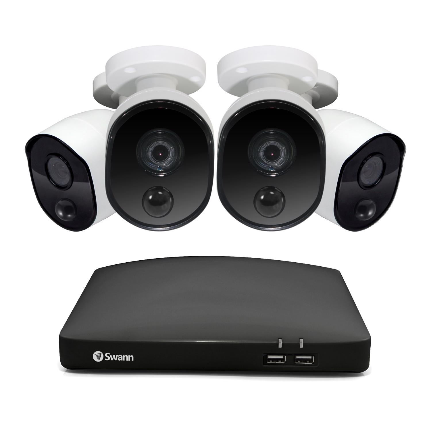 Photos - Camcorder Swann Hardwired Indoor and Outdoor Smart-Enabled DVR Security Camera Syste 