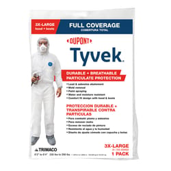 DuPont Tyvek Unisex Polyethylene Full Coverage Hooded Coverall W/Boot White 3XL 1 pk