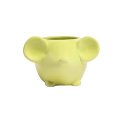 Chive Animal Planter 5 in. D Ceramic Mouse Succulent Pot Chartreuse